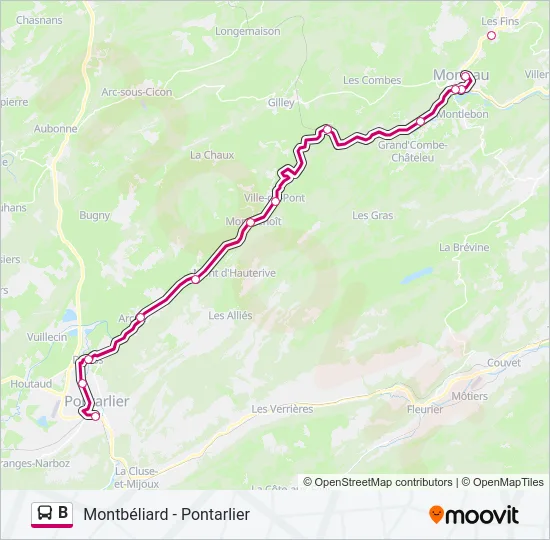 B Bus Line Map