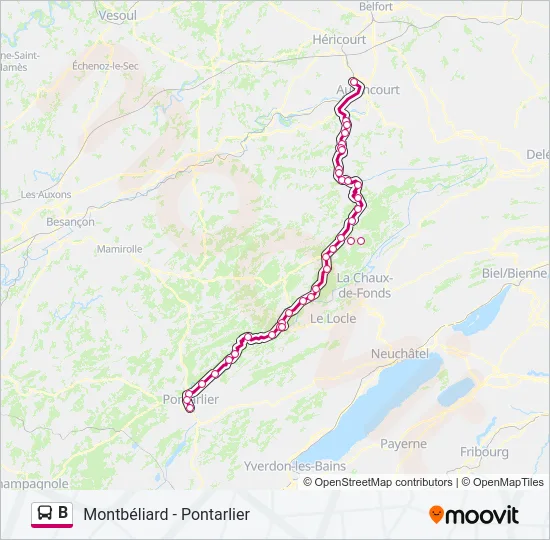 B Bus Line Map