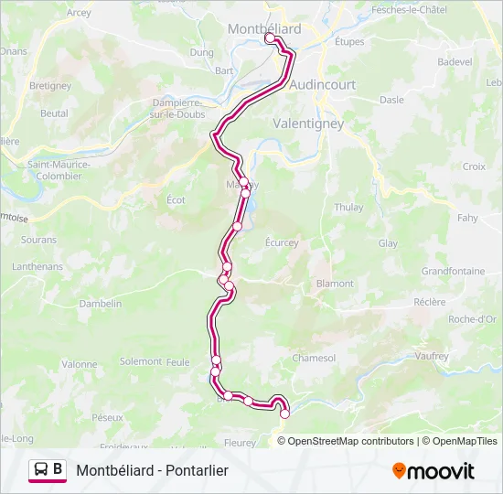 B Bus Line Map