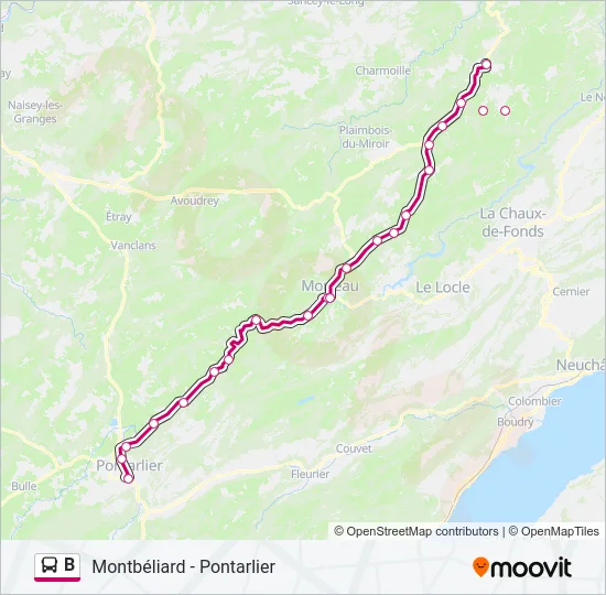 B Bus Line Map