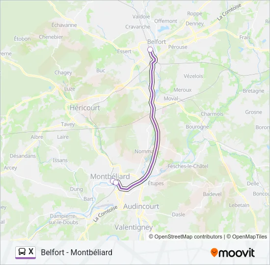 X Bus Line Map