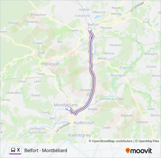 X Bus Line Map