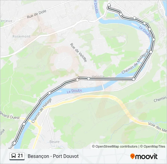 21 Bus Line Map