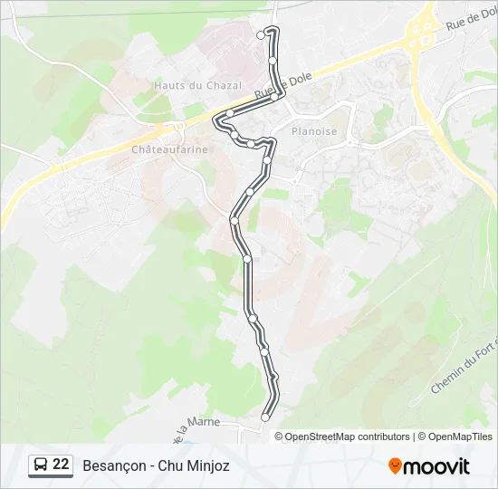 22 Bus Line Map