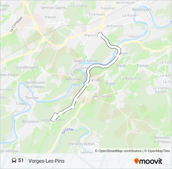 51 Bus Line Map