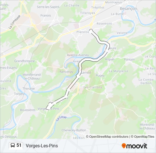 51 bus Line Map