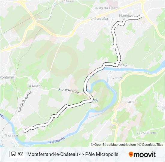 52 Bus Line Map