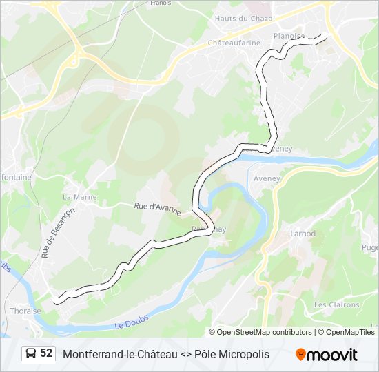 Mapa de 52 de autobús