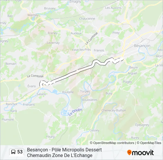 53 Bus Line Map
