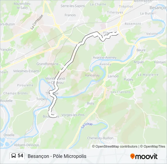 54 Bus Line Map