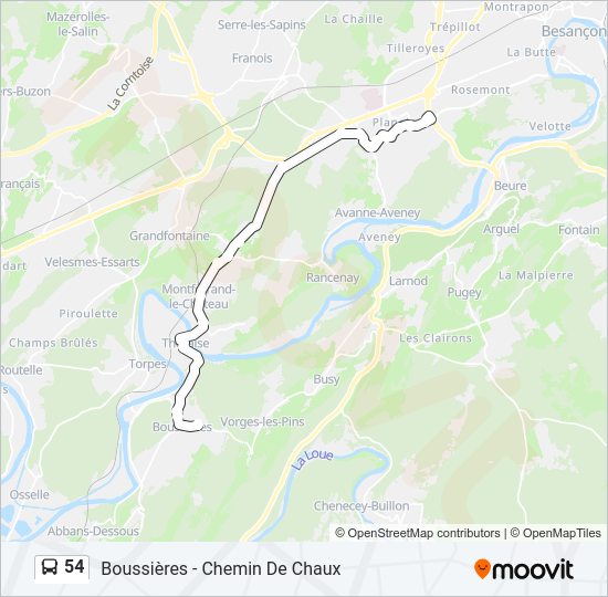 Plan de la ligne 54 de bus