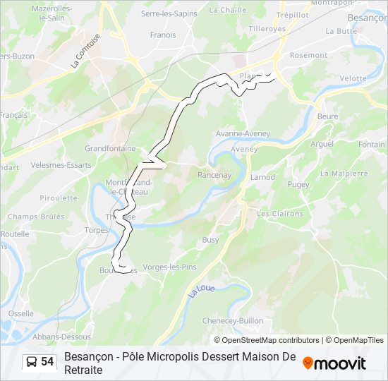 54 bus Line Map