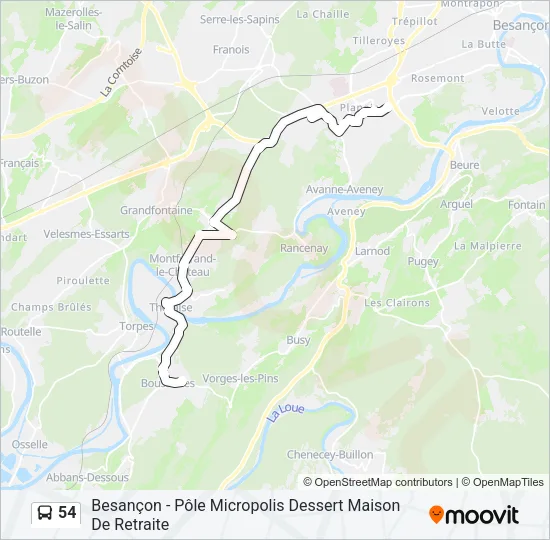 54 Bus Line Map