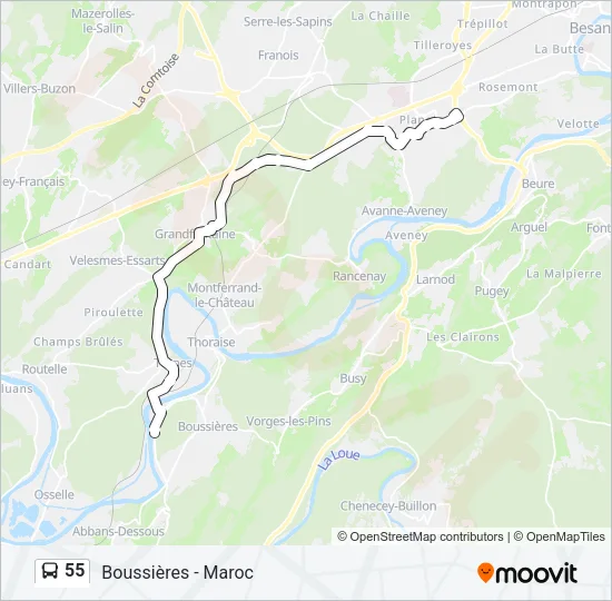 55 Bus Line Map
