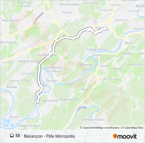 55 Bus Line Map