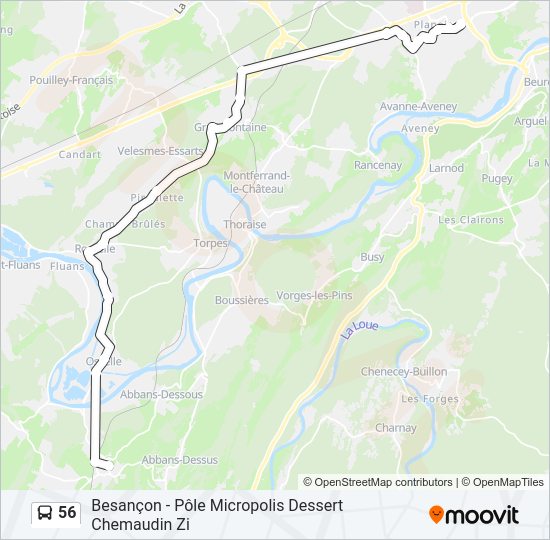 Plan de la ligne 56 de bus