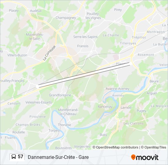 Plan de la ligne 57 de bus