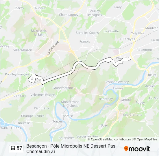 57 Bus Line Map