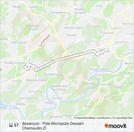 57 Bus Line Map