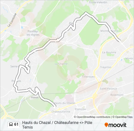 61 Bus Line Map