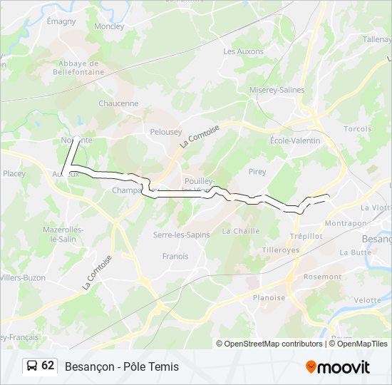 Plan de la ligne 62 de bus