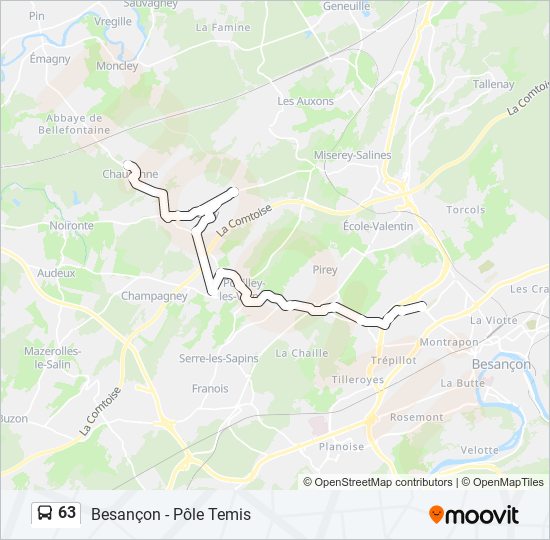 Plan de la ligne 63 de bus