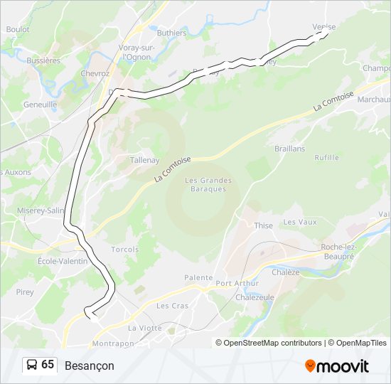 Mapa de 65 de autobús