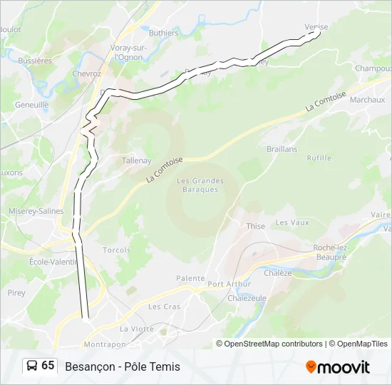 65 Bus Line Map