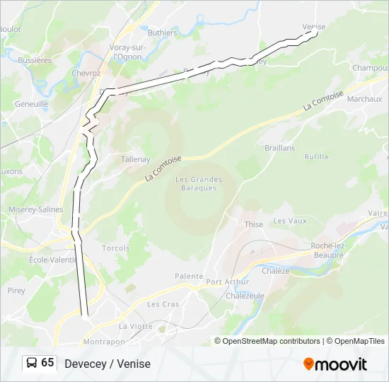 65 Bus Line Map