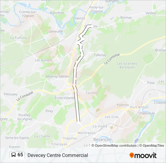 65 Bus Line Map