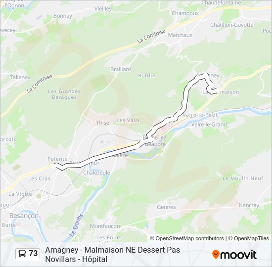 Plan de la ligne 73 de bus