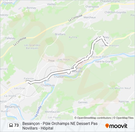 Plan de la ligne 73 de bus