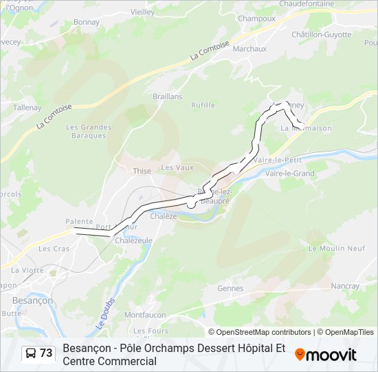 Plan de la ligne 73 de bus