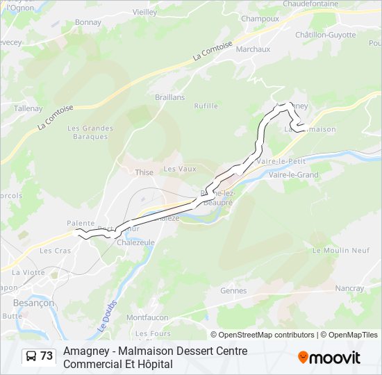 Plan de la ligne 73 de bus