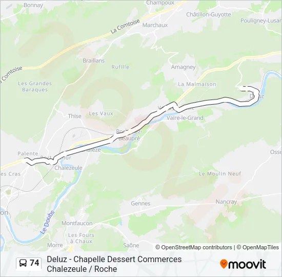 74 Bus Line Map