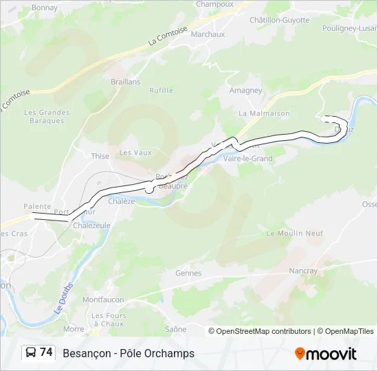 74 Bus Line Map