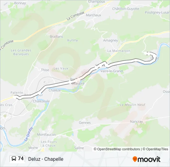 74 Bus Line Map