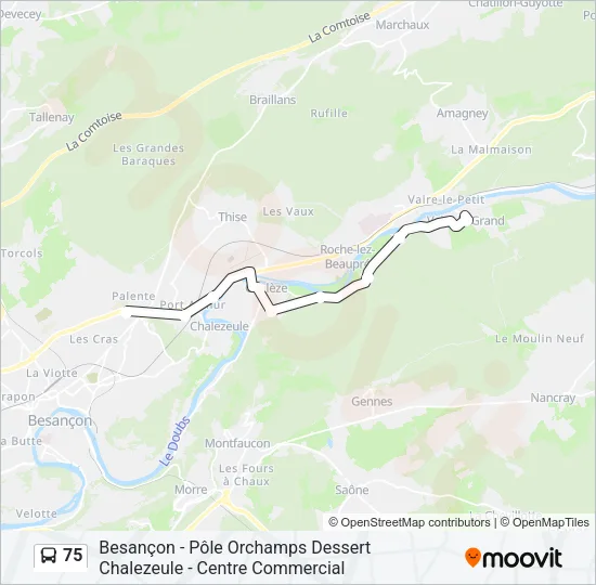 75 Bus Line Map