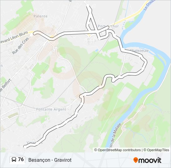 Plan de la ligne 76 de bus