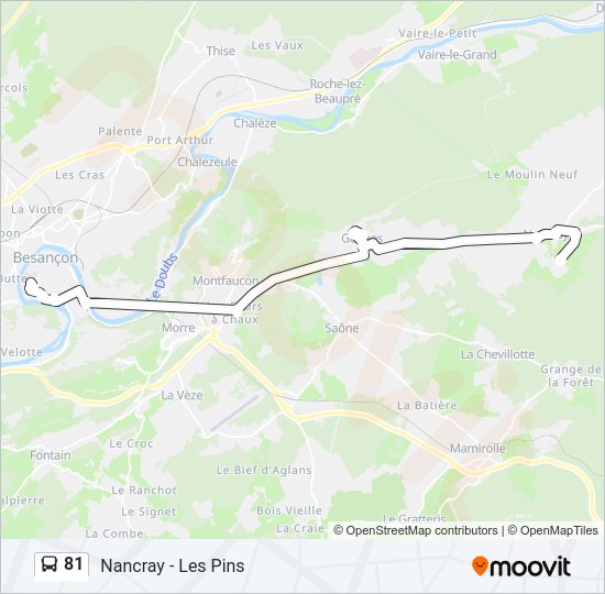 Plan de la ligne 81 de bus