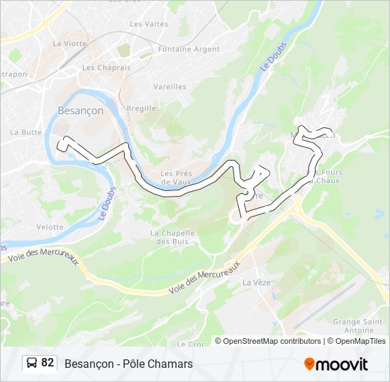 Plan de la ligne 82 de bus