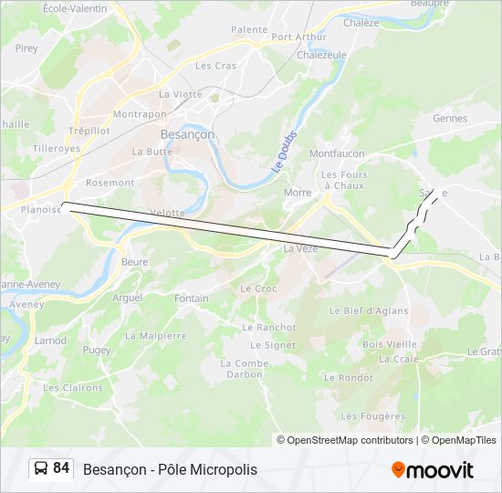 Plan de la ligne 84 de bus