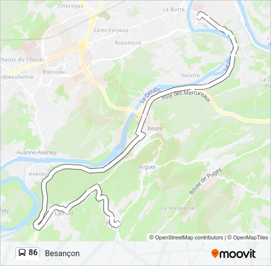86 Bus Line Map