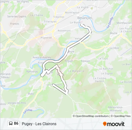 86 Bus Line Map