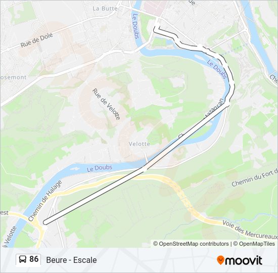 Mapa de 86 de autobús