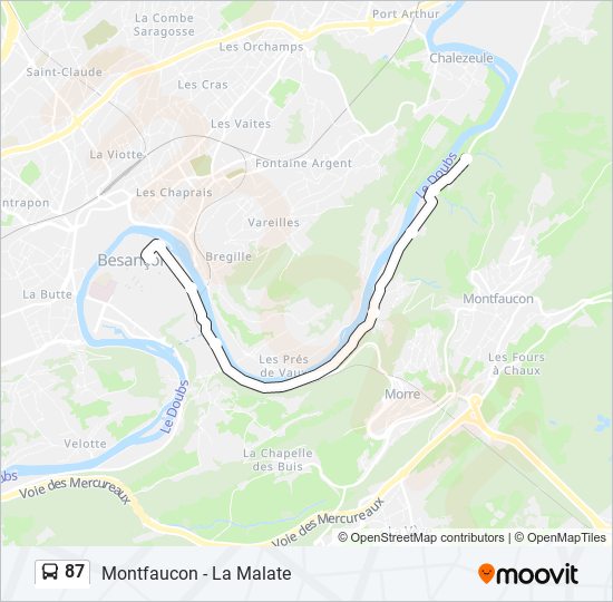 Plan de la ligne 87 de bus