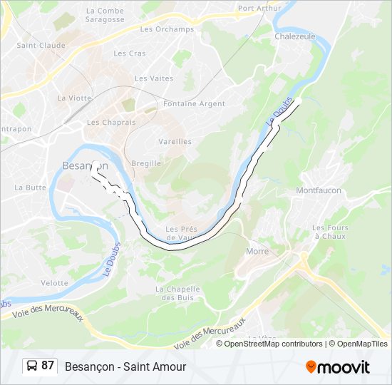 Plan de la ligne 87 de bus