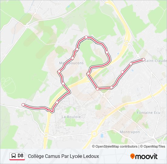 Mapa de D8 de autobús