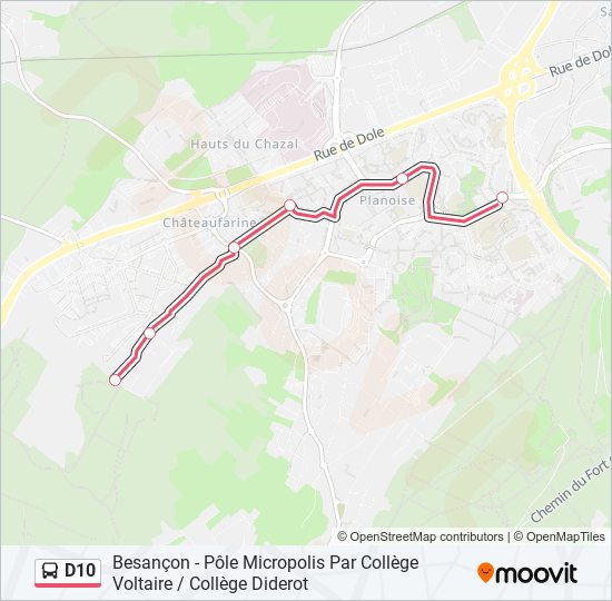 D10 bus Line Map