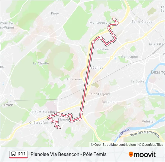 D11 Bus Line Map